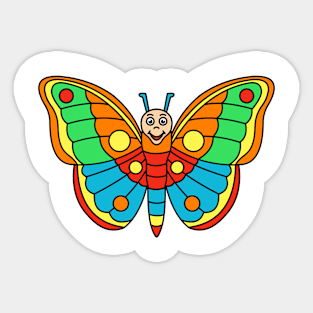 Cute Happy Colorful Flying Butterfly Sticker